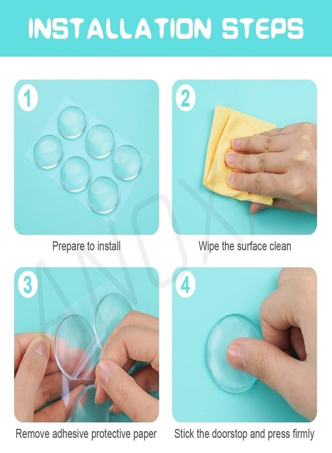 ANOXA 6 Pcs Wall Handle Stopper, Door Stopper, Silicone Clear Round Wall Protector, Self Adhesive Door Bumpers, Door Handles, Wall Bumpers, Refrigerator - Image 3